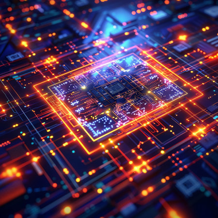 Circuit board background. 3d rendering, 3d illustration.の素材