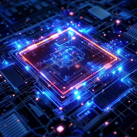Circuit board background. 3d rendering, 3d illustration.の素材