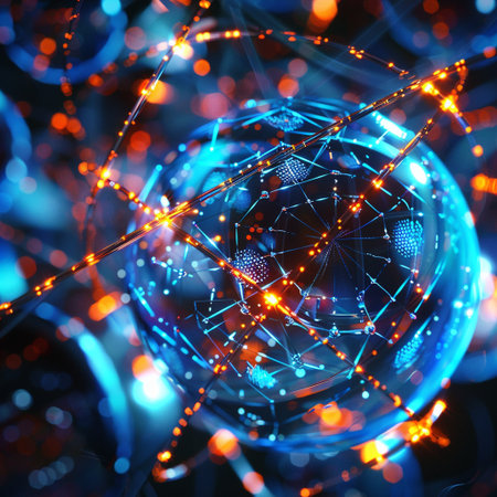 3D rendering of abstract technology concept. Global network connection and digital data transfer.の素材