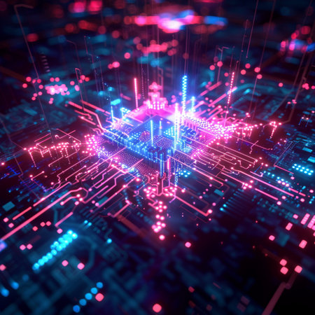 Circuit board. Electronic computer hardware technology. 3d rendering toned imageの素材