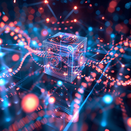 3d rendering of abstract technology concept. Computer generated image with bokehの素材