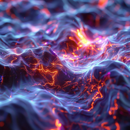 Abstract background with glowing waves. 3d rendering, 3d illustration.の素材