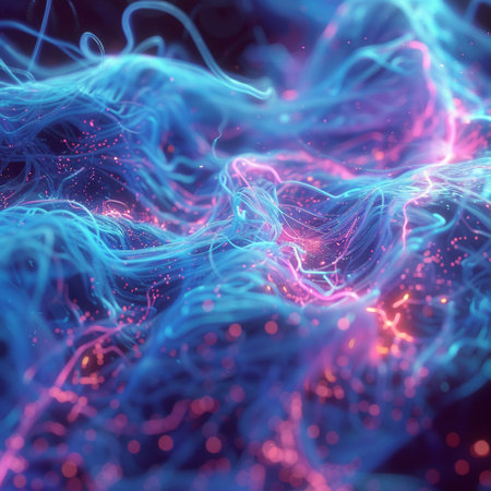 Abstract background of glowing particles. 3d rendering, 3d illustration.の素材