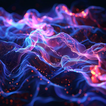 Abstract background of glowing particles. 3d rendering, 3d illustration.の素材