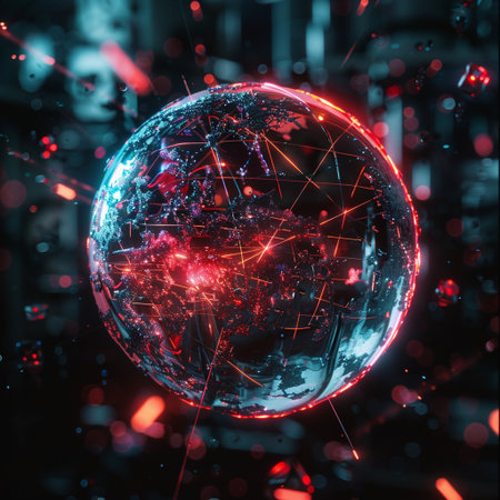 3d illustration of abstract technology background with globe. Elements of this image furnished by NASAの素材