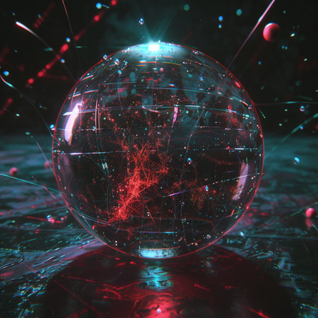 abstract crystal ball on a dark background. 3d render illustrationの素材