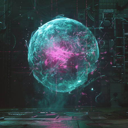 3d rendering of abstract sphere with glowing particles. Futuristic backgroundの素材