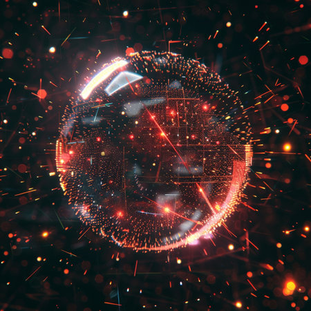 Abstract globe on a dark background. 3d rendering, 3d illustration.の素材