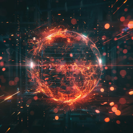 Abstract technology background with globe. 3d rendering toned image double exposureの素材