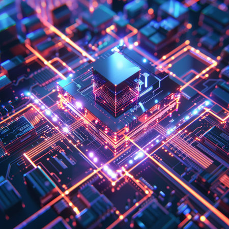 Circuit board background. 3d rendering, 3d illustration.の素材