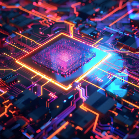 Circuit board. Technology background. 3d rendering, 3d illustration.の素材