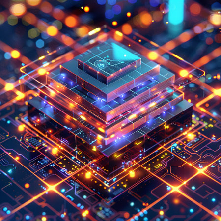 Circuit board. Technology background. 3d rendering, 3d illustration.の素材