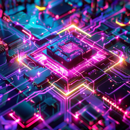 Circuit board background. 3d rendering, 3d illustration.の素材