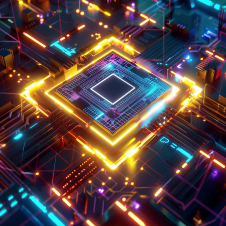 Circuit board futuristic background. 3d rendering, 3d illustration.の素材