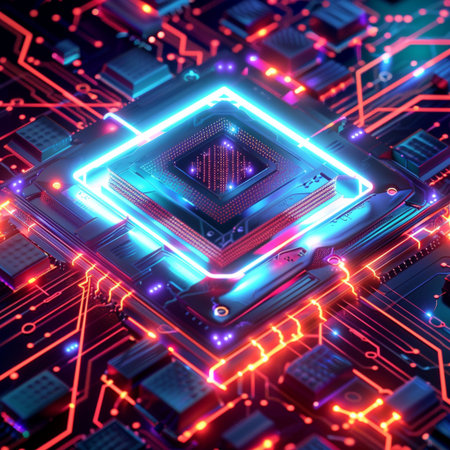 Circuit board background. 3d rendering, 3d illustration.の素材