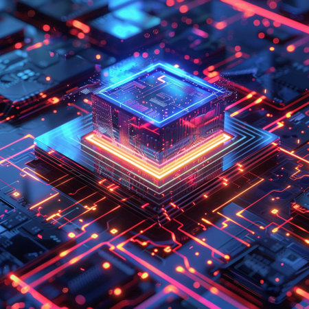 Circuit board. Electronic computer hardware technology. 3d rendering.の素材