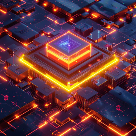 Circuit board background. 3d rendering, 3d illustration.の素材