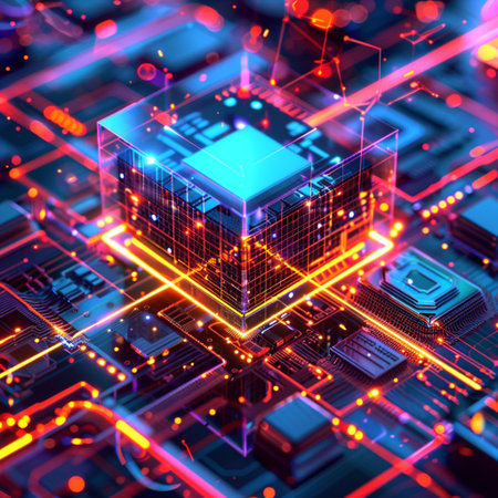 Circuit board background. 3d rendering, 3d illustration.の素材