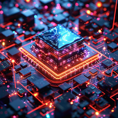 Circuit board background. 3d rendering, 3d illustration.の素材