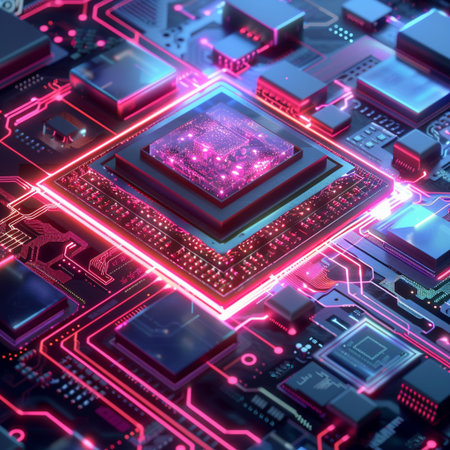 Circuit board background. 3d rendering, 3d illustration.の素材