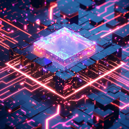 Circuit board. Technology background. 3d rendering, 3d illustration.の素材