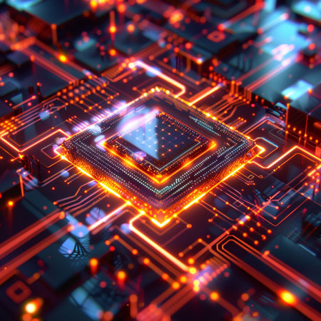 Circuit board. Electronic computer hardware technology. 3d rendering.の素材