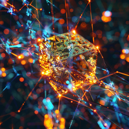 Futuristic low polygonal wireframe, 3d renderingの素材