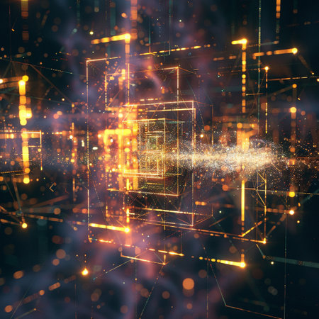 Abstract technology background, 3D rendering. Computer digital drawing. Big data visualization.の素材