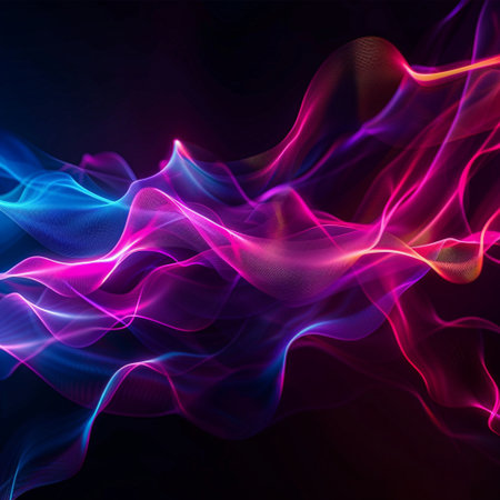 Abstract colorful background with lines and waves. Vector illustration for your designの素材