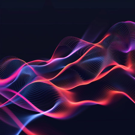 Abstract background with dynamic particles. Vector illustration. EPS 10. Colorful wave.の素材