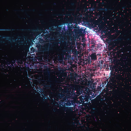 Abstract globe on a dark background. 3d rendering toned image double exposureの素材