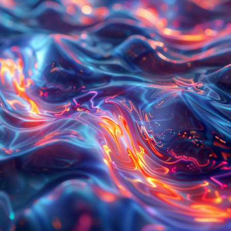 abstract background of blue and red liquid with some smooth lines in itの素材
