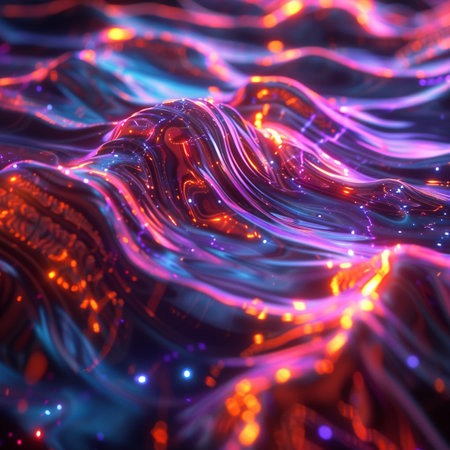 Abstract background with glowing lines. 3d rendering, 3d illustration.の素材