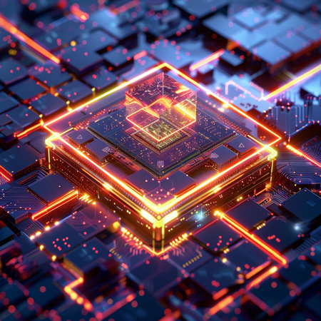 Circuit board. Electronic computer hardware technology. 3d rendering.の素材