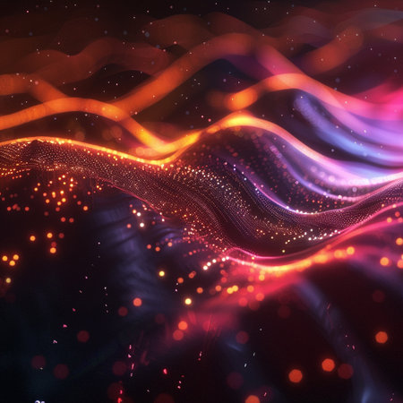3d render, abstract background with glowing particles and bokehの素材