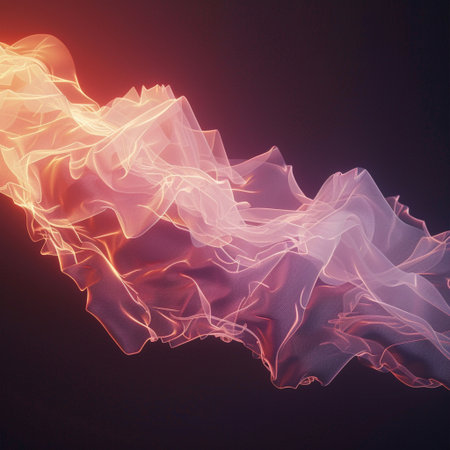 abstract background with a piece of transparent cloth flying in the airの素材