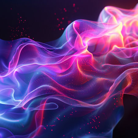 Abstract background with glowing waves. 3d rendering, 3d illustration.の素材