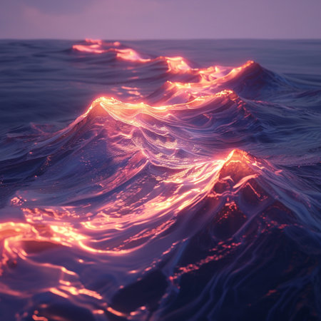 Sea waves at sunset. 3d rendering, 3d illustration.の素材