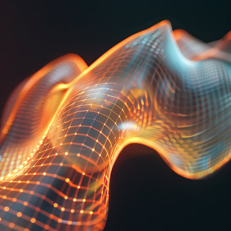 abstract background with bokeh defocused lights and wave linesの素材