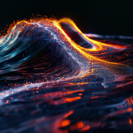 abstract background of flowing energy waves. 3d rendering - illustrationの素材