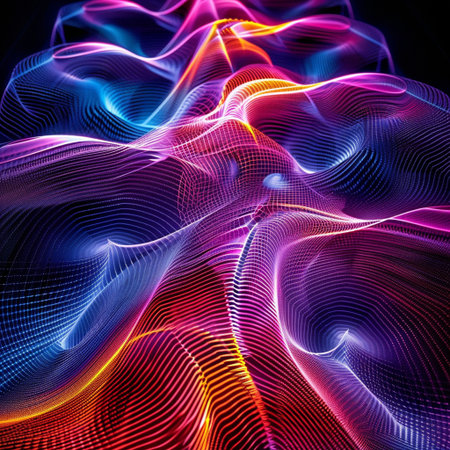 Abstract background with lines and waves. 3d rendering, 3d illustration.の素材