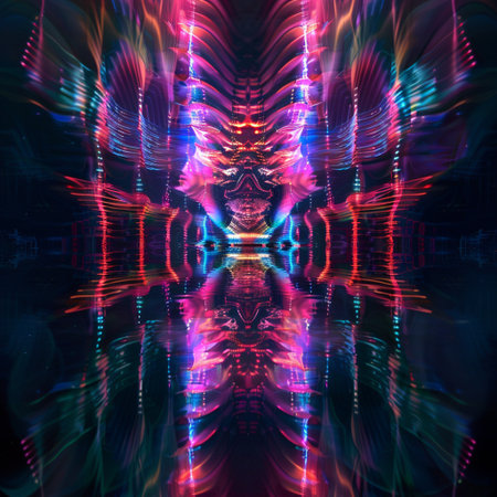 Abstract fractal computer generated composition with various geometrical shapes.の素材