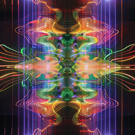 abstract background with colorful lights, computer-generated 3D illustrationの素材