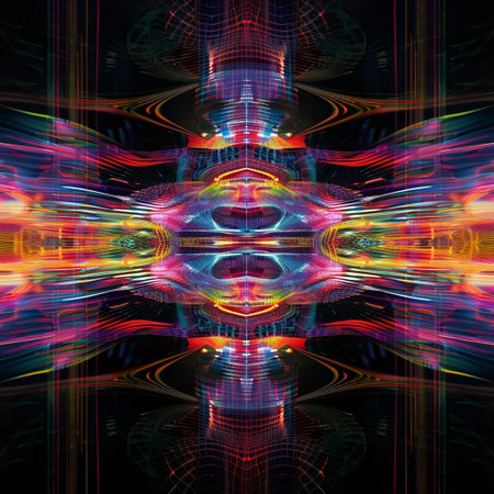 Abstract fractal computer generated composition with various geometrical shapes.の素材