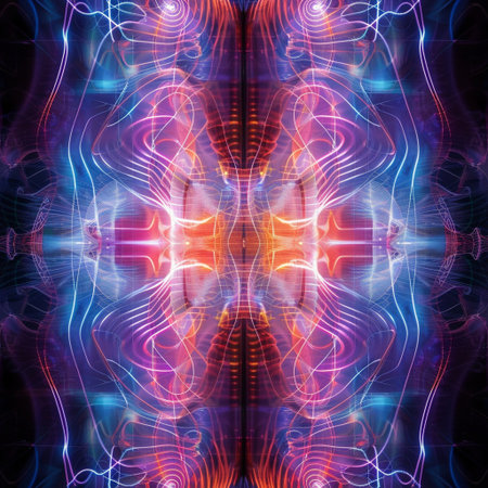 Abstract fractal computer generated composition with various geometrical shapes and linesの素材