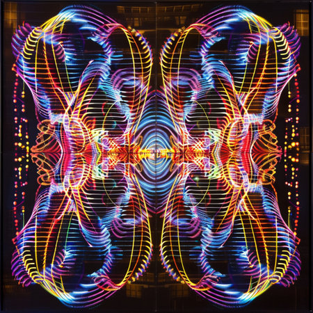 Neon lights abstract background. Computer generated 3D photo rendering.の素材