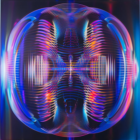 Abstract background. luminous swirling. Elegant glowing circle. Sparking particle. Space tunnel. Glossy jellyfish. Colorful ellipse. Glint sphereの素材