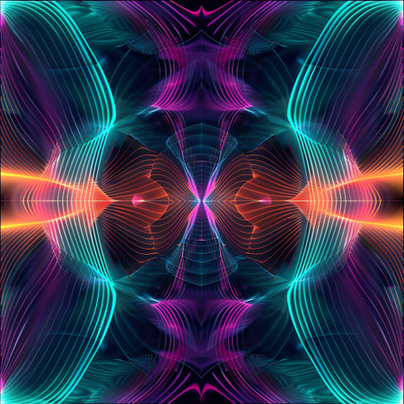 Abstract fractal computer generated composition with various geometrical shapes and linesの素材