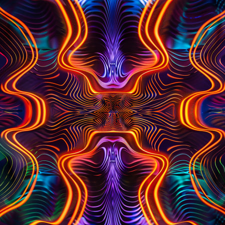 Abstract fractal computer generated composition with various geometrical shapes and linesの素材