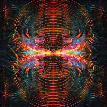 Abstract fractal computer generated composition with various geometrical shapes.の素材